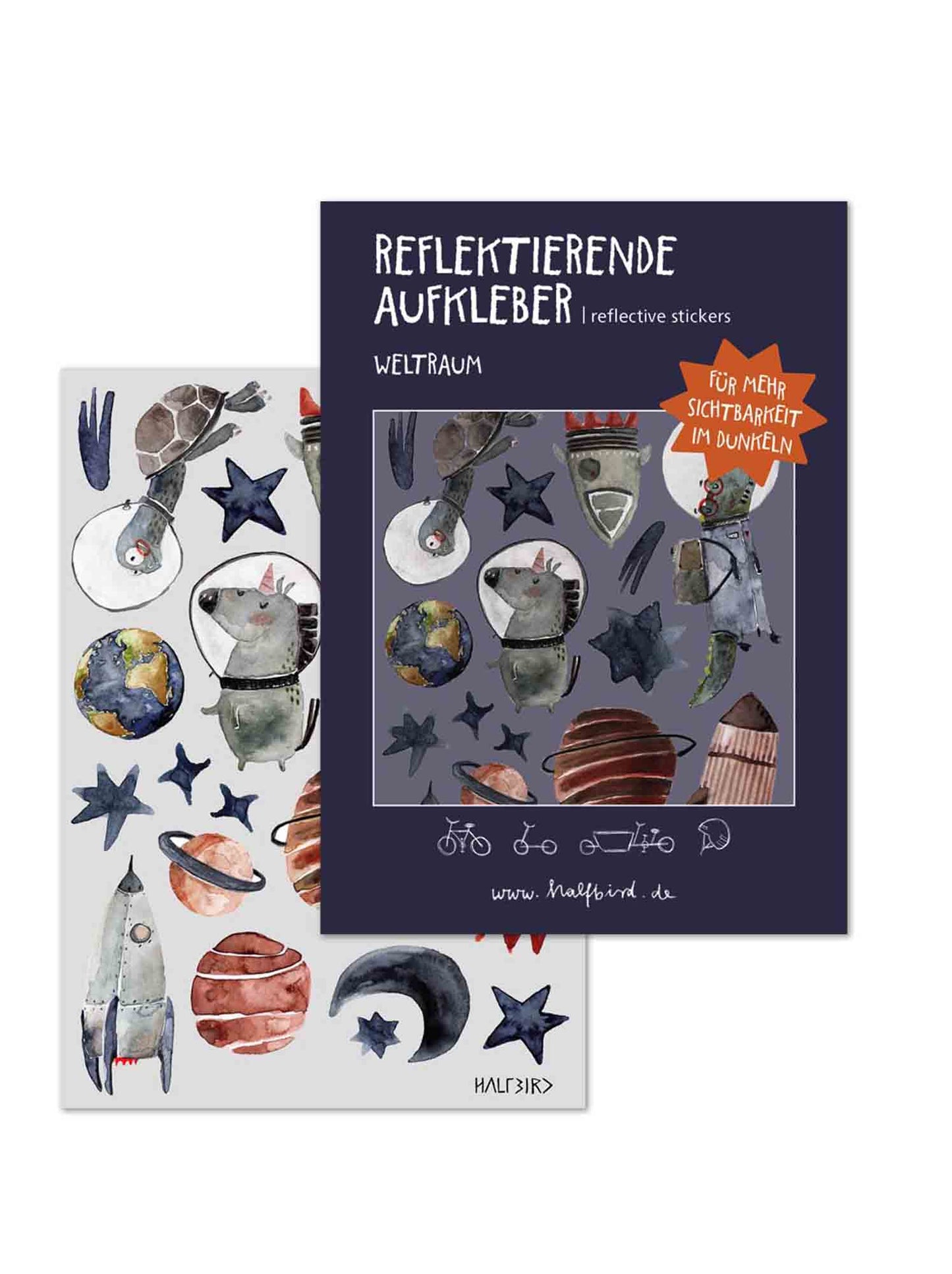 Halfbird Set Reflektierende Aufkleber "Weltraum"