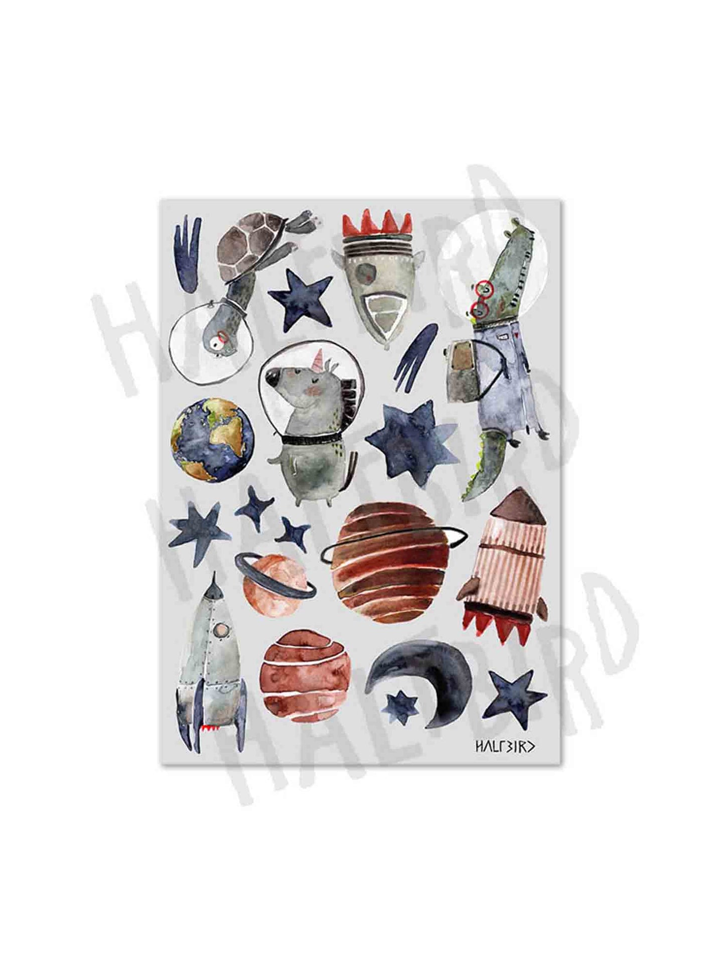 Halfbird Set Reflektierende Aufkleber "Weltraum"