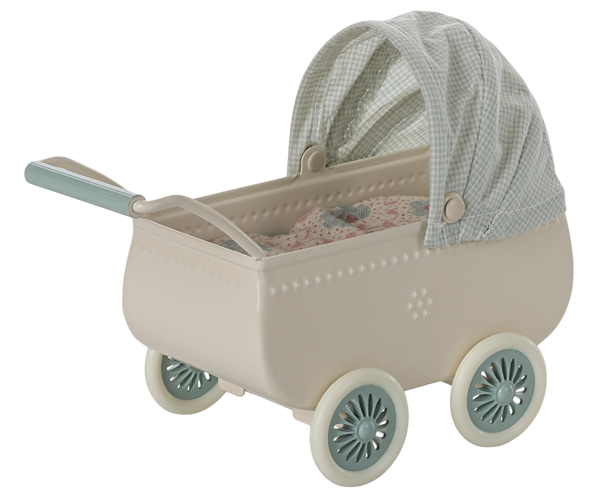 Maileg Kinderwagen mit Babymaus - Mint