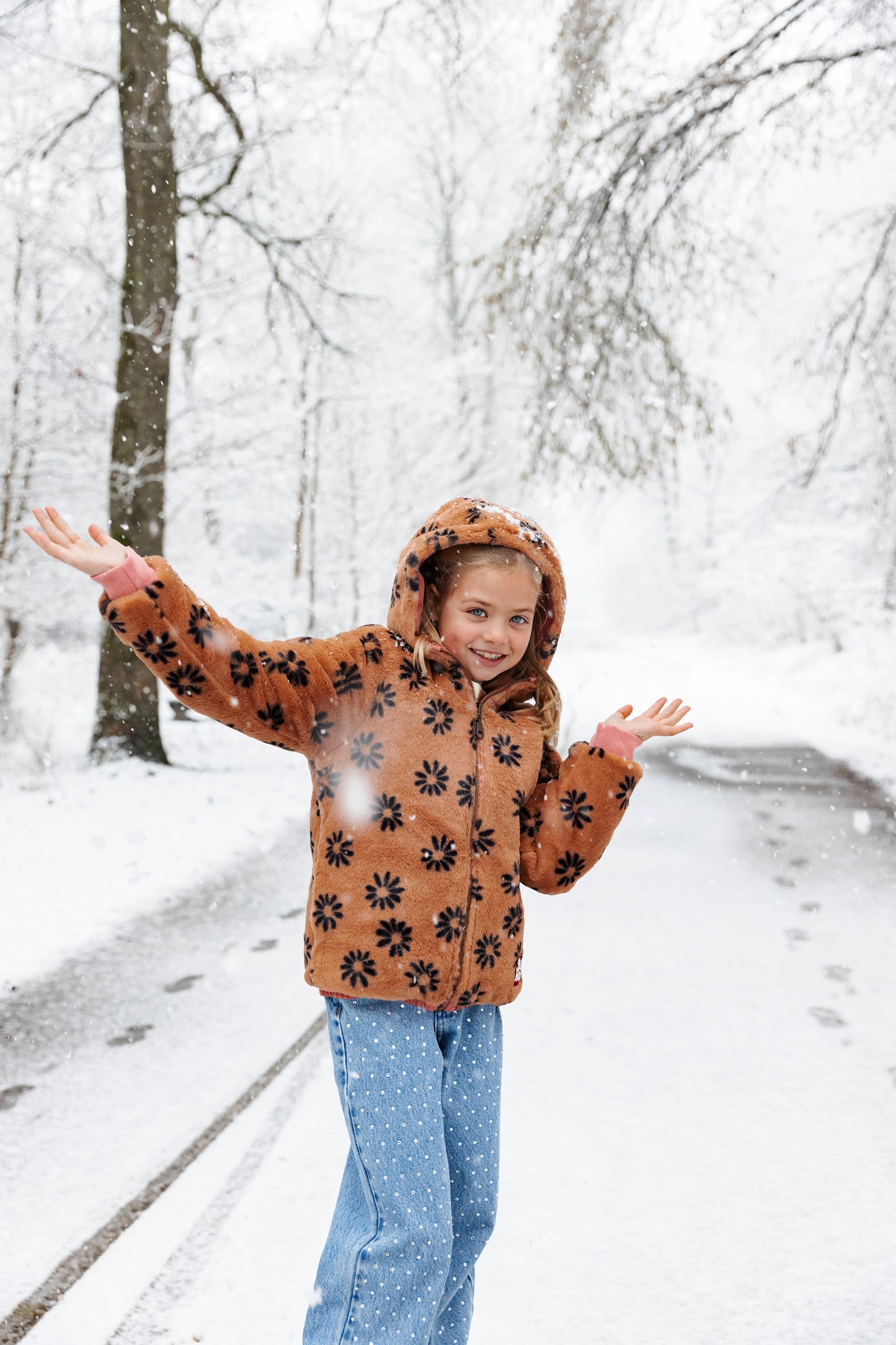 Ammehoela reversible Jacke Lola Brown Flower Fur