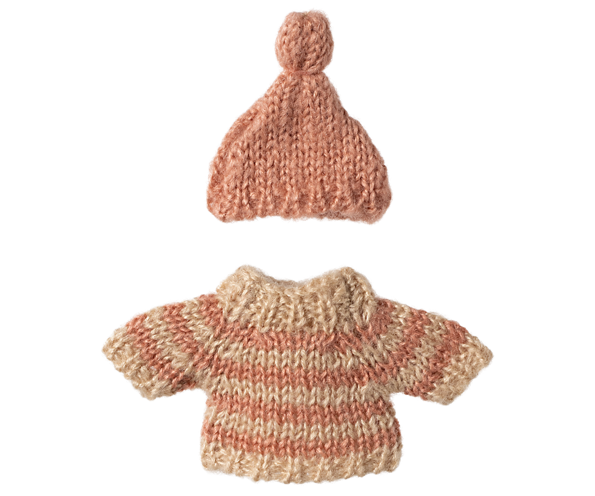 Maileg gestrickter Pullover und Mütze Big Sister