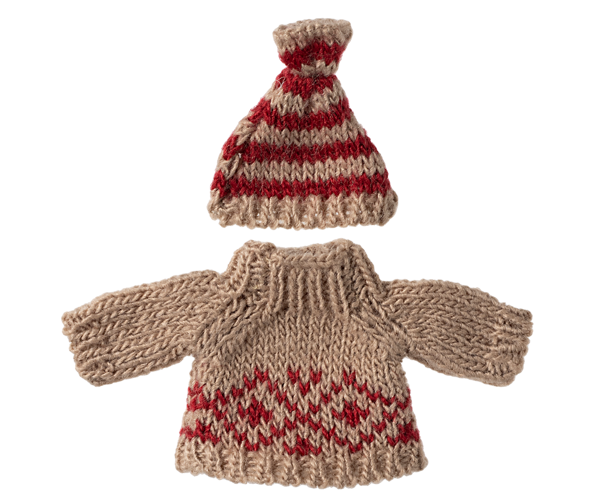 Maileg gestrickter Pullover und Mütze Mutter