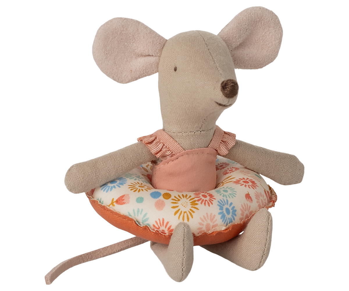 Maileg Little Sister Strandmaus mit Schwimmring - Flower