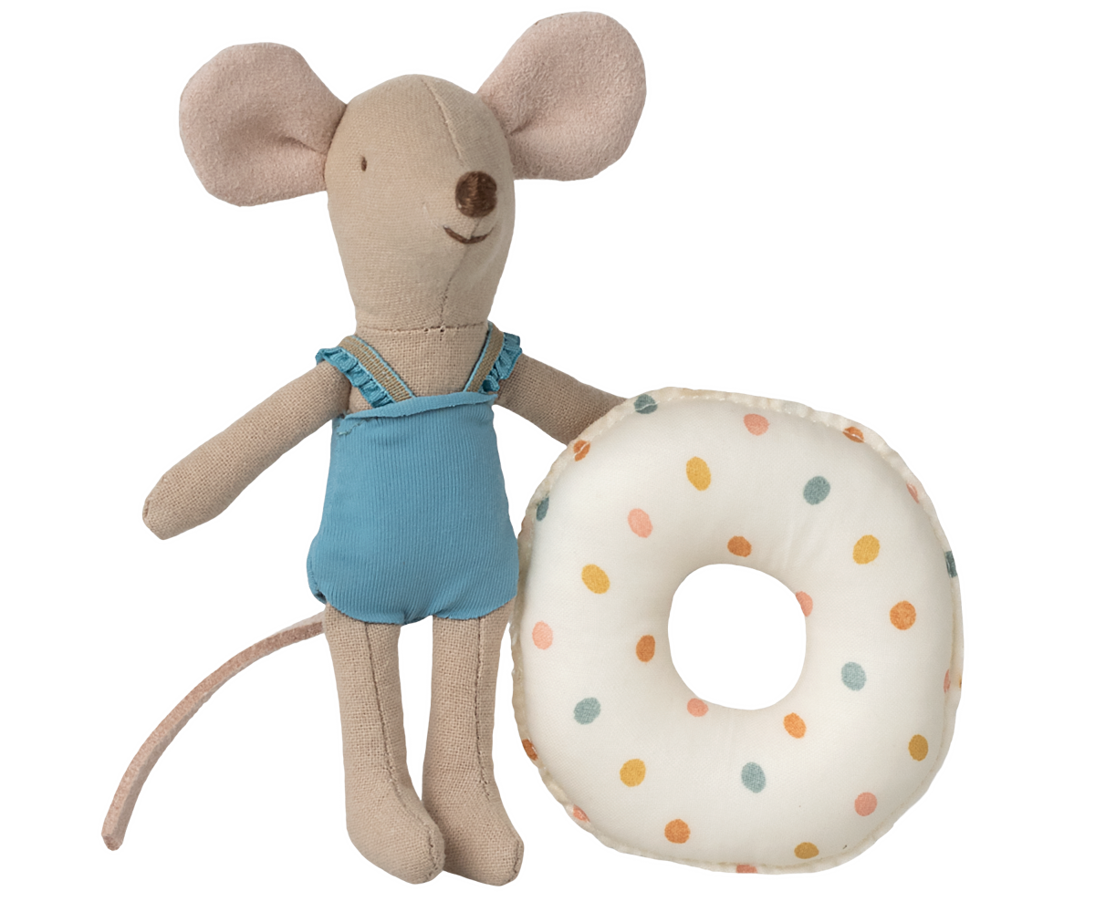 Maileg Little Sister Strandmaus mit Schwimmring - Multi Dot