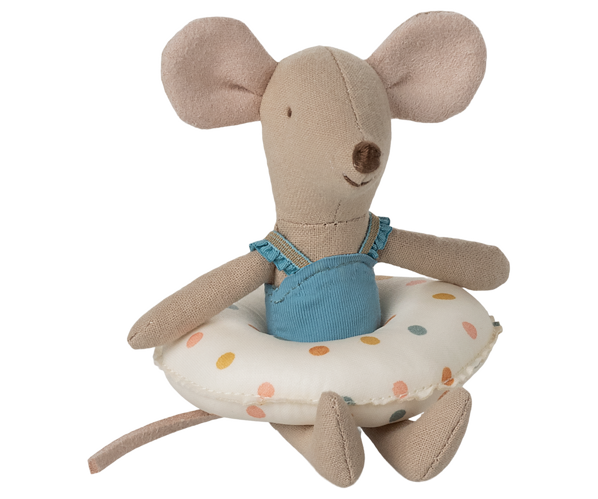 Maileg Little Sister Strandmaus mit Schwimmring - Multi Dot