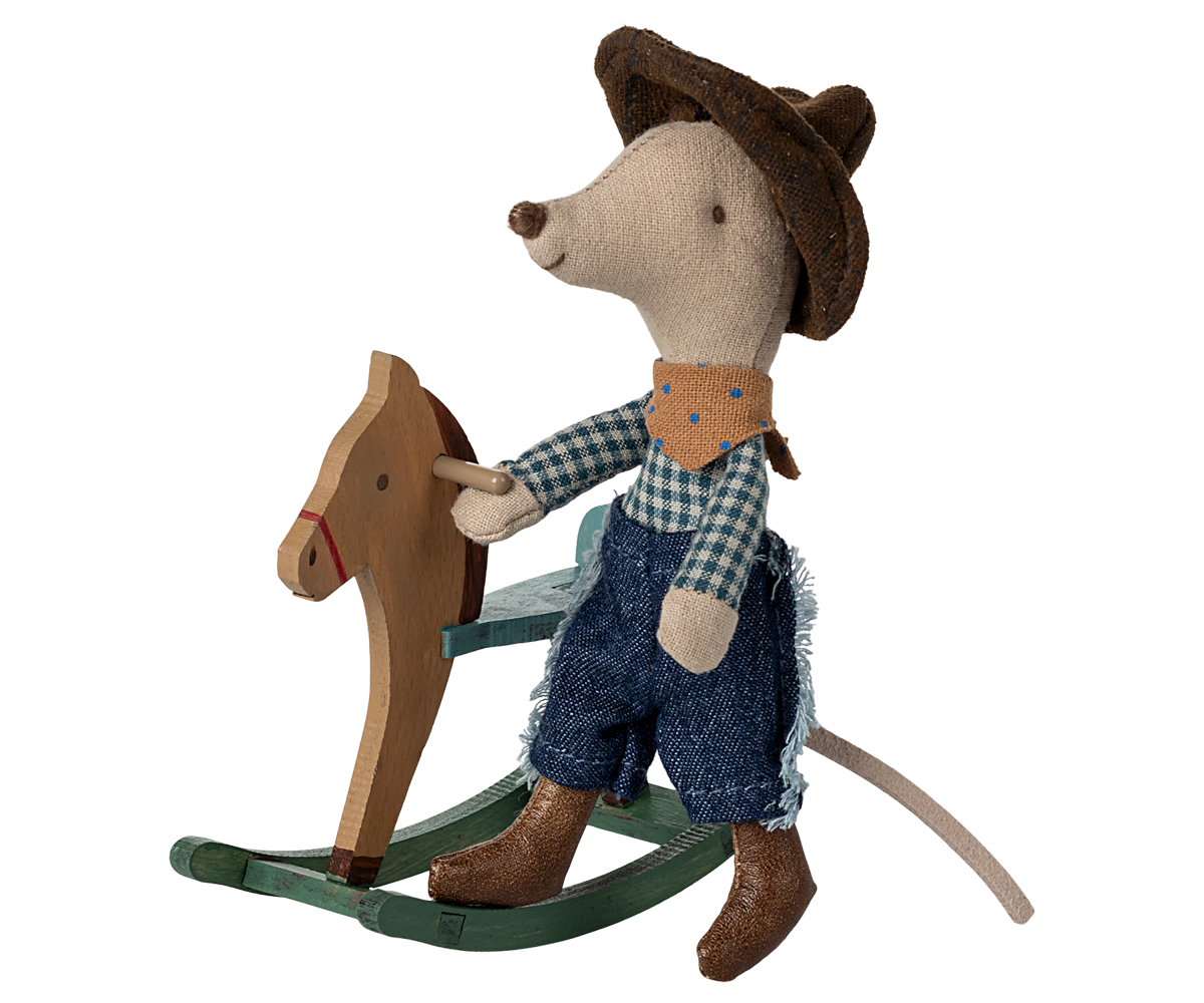 Maileg Cowboy Maus auf Schaukelpferd - Little Brother