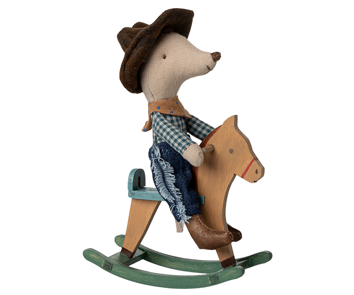 Maileg Cowboy Maus auf Schaukelpferd - Little Brother