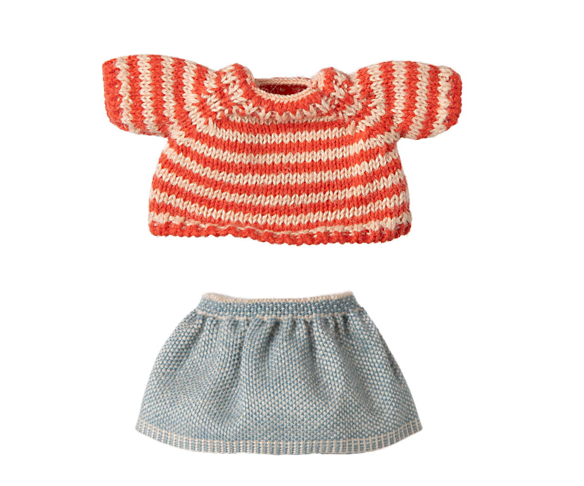 Maileg Strickpullover und Rock Big Sister Maus
