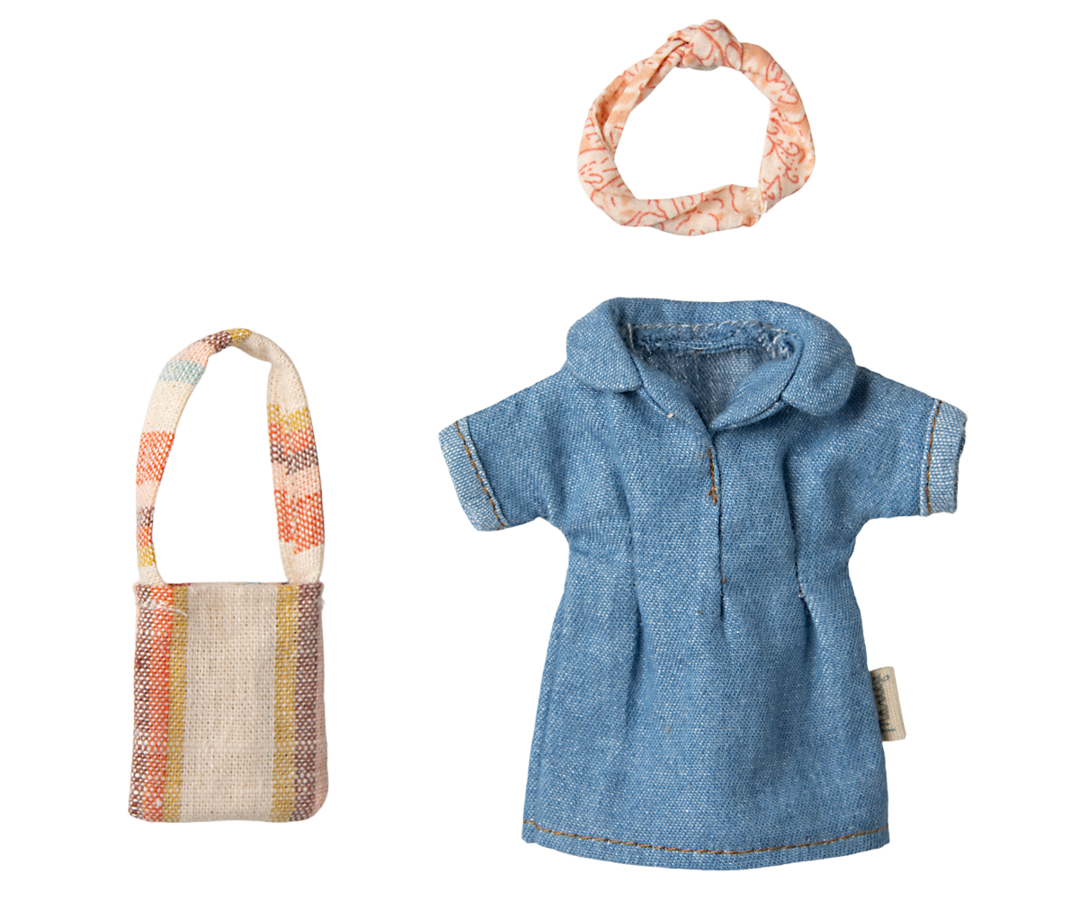 Maileg Denimkleid und Tasche, Mama Maus