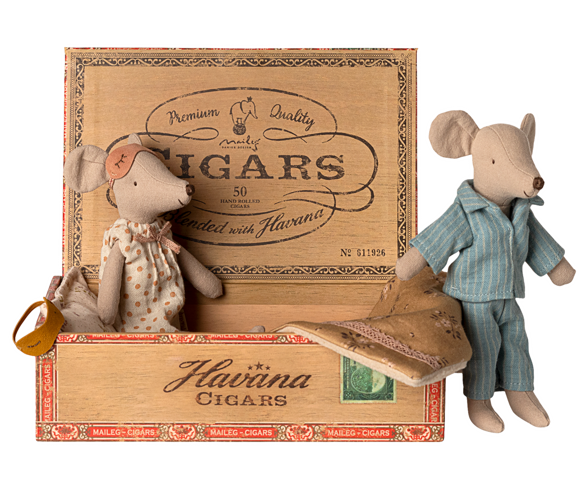 Maileg Mama & Papa in Zigarrenbox Neu