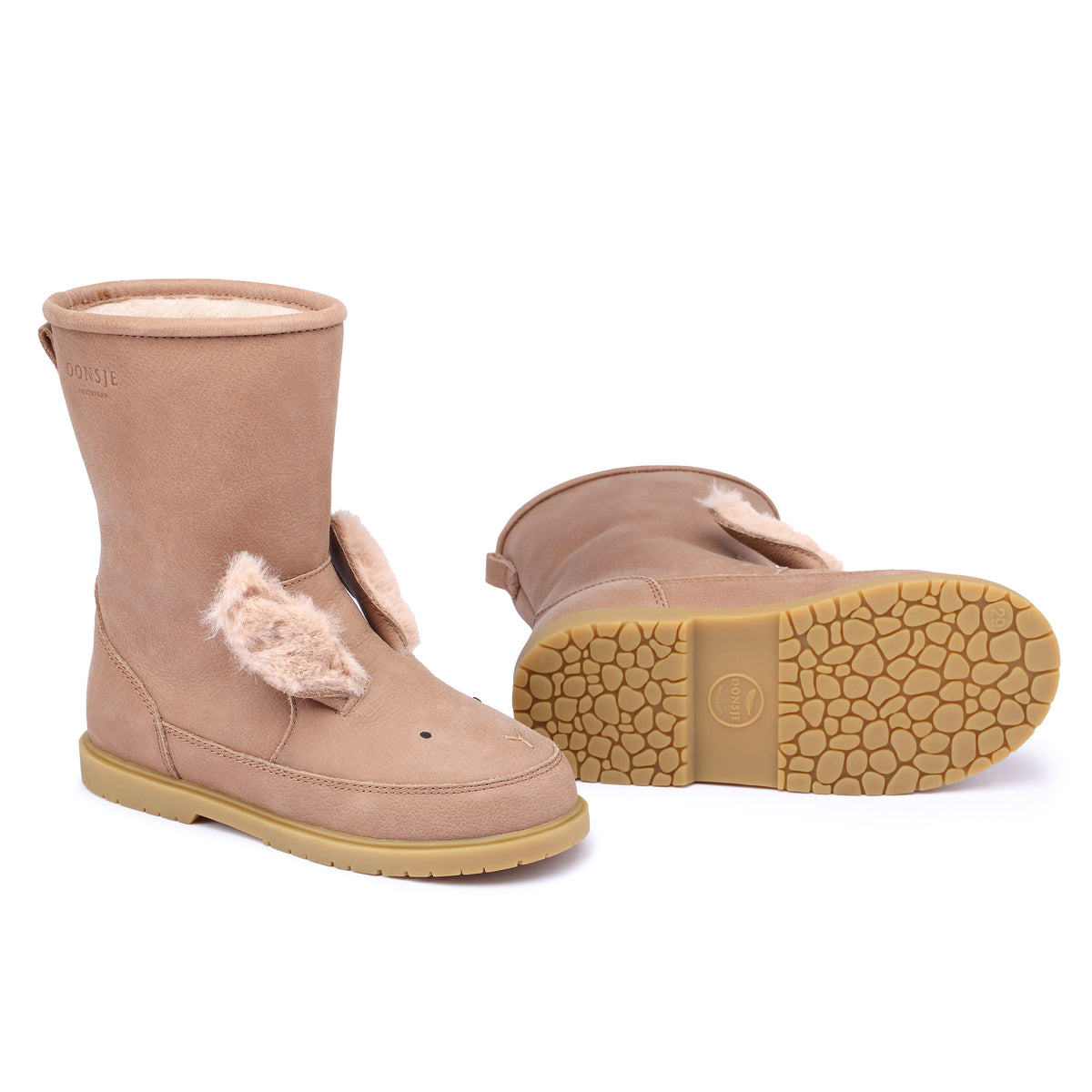 Donsje Winterstiefel Wadudu Exclusive Lining Fluffy Bunny Hazelnut Leather