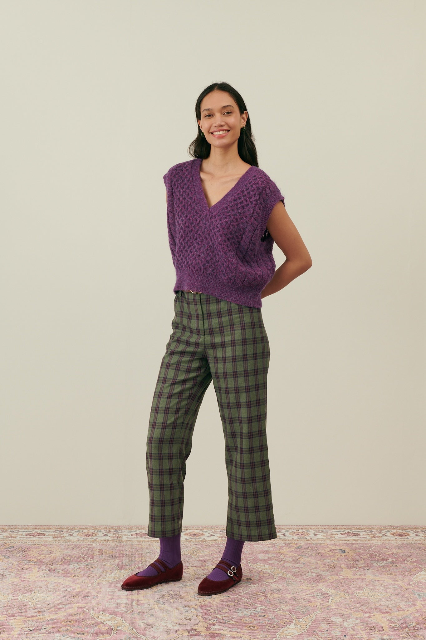 Louise Misha Hose Abuela Green Tartan