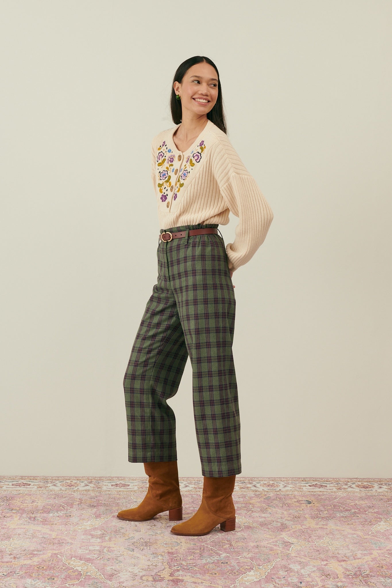 Louise Misha Hose Abuela Green Tartan