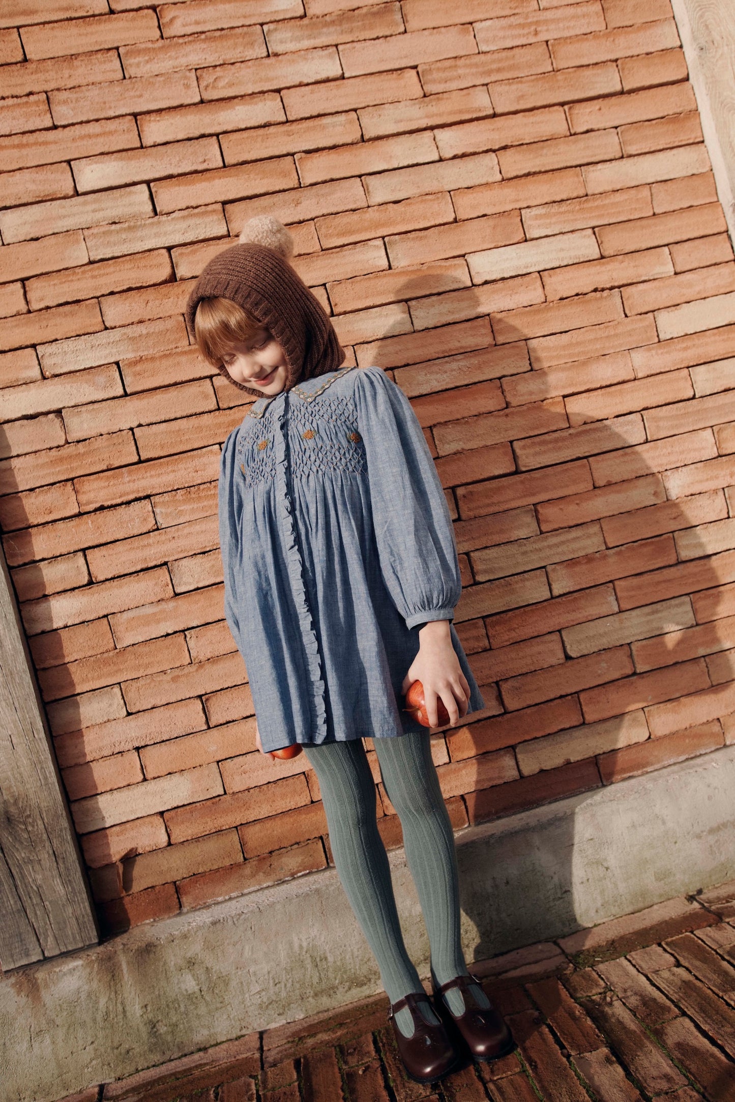 Emile et Ida gesmoktes Kleid Chambray