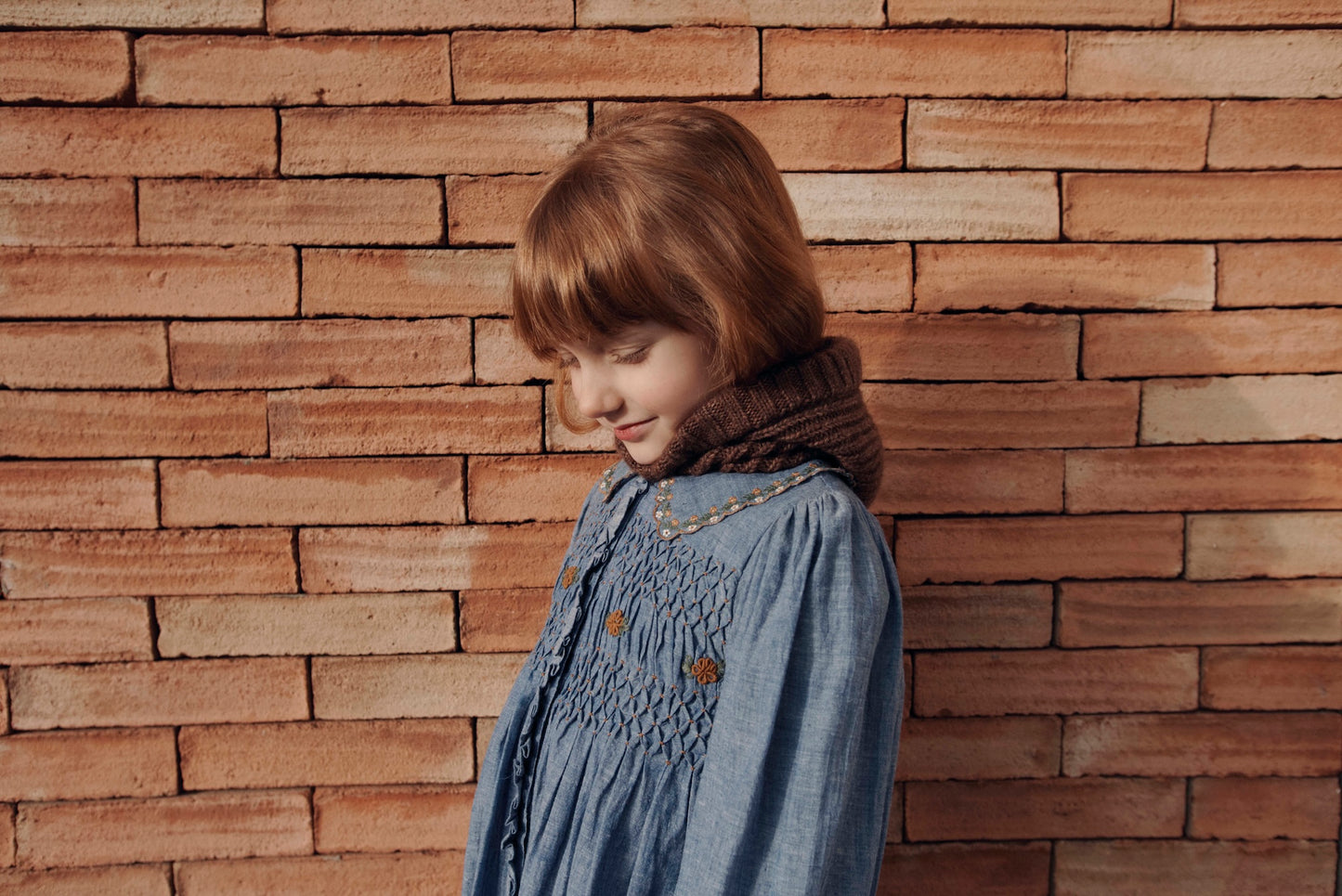 Emile et Ida gesmoktes Kleid Chambray
