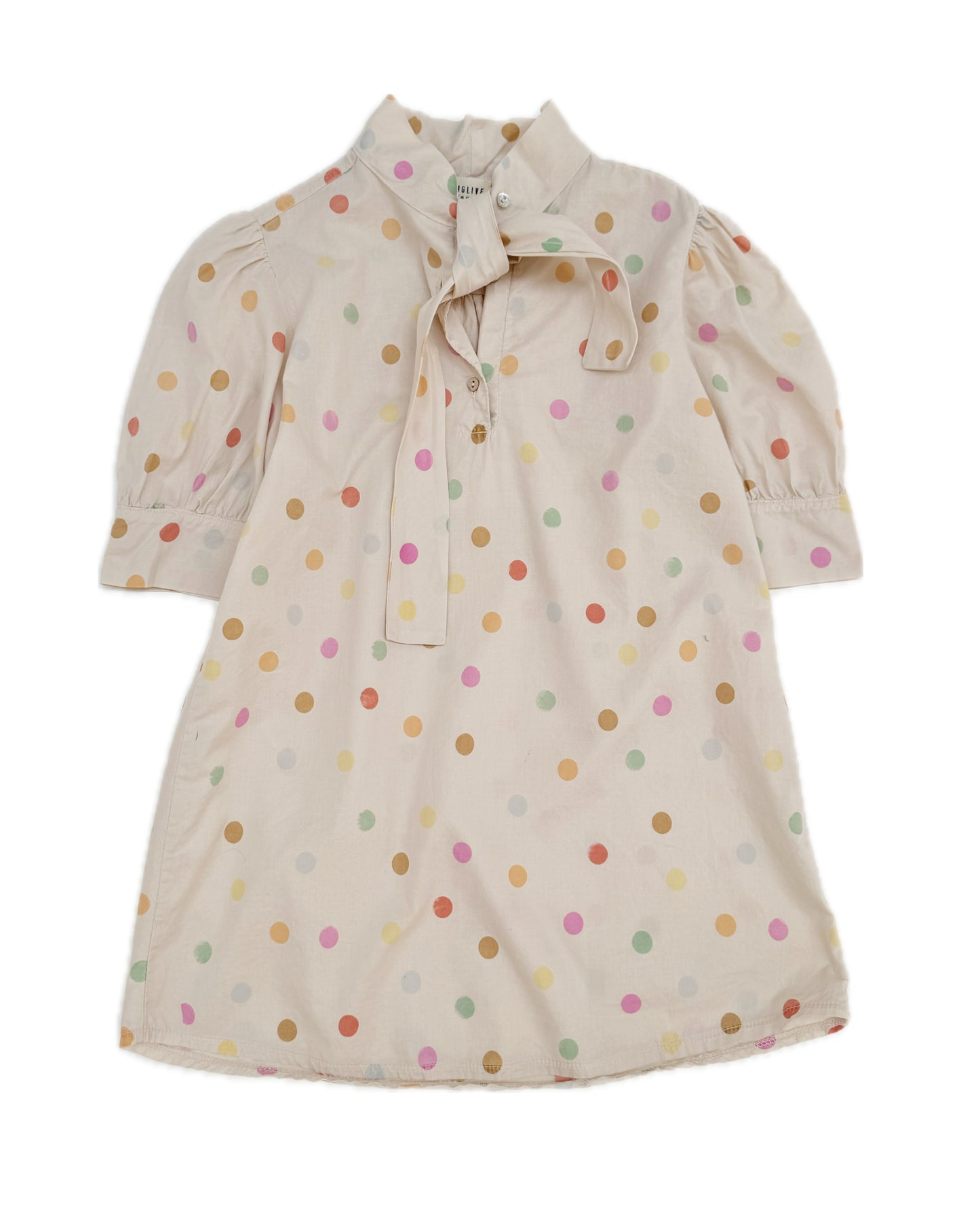 Long Live The Queen Kleid Bow Beige Dots