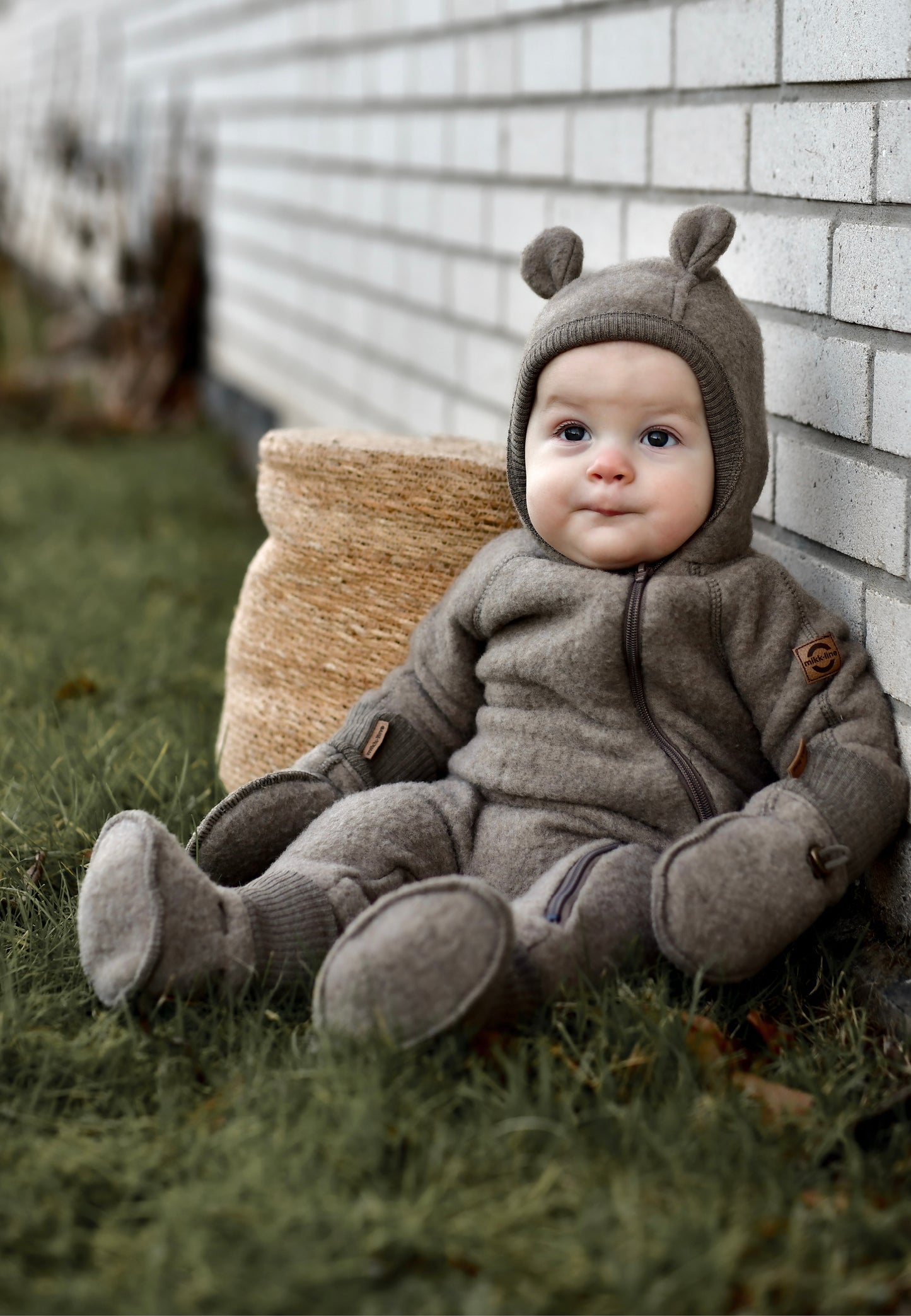 Mikk-Line Wollanzug mit Ohren Baby Melange Denver