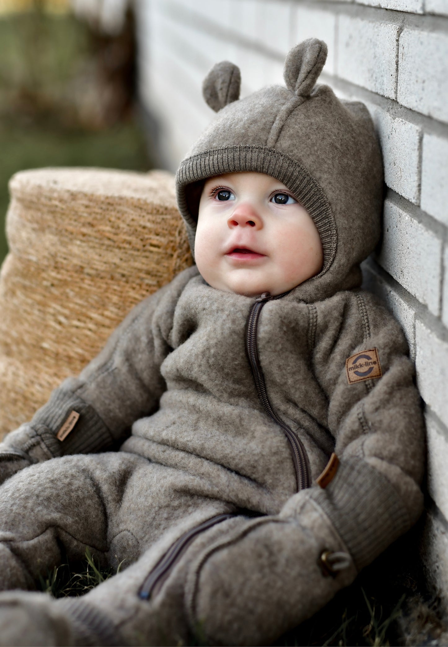 Mikk-Line Wollanzug mit Ohren Baby Melange Denver
