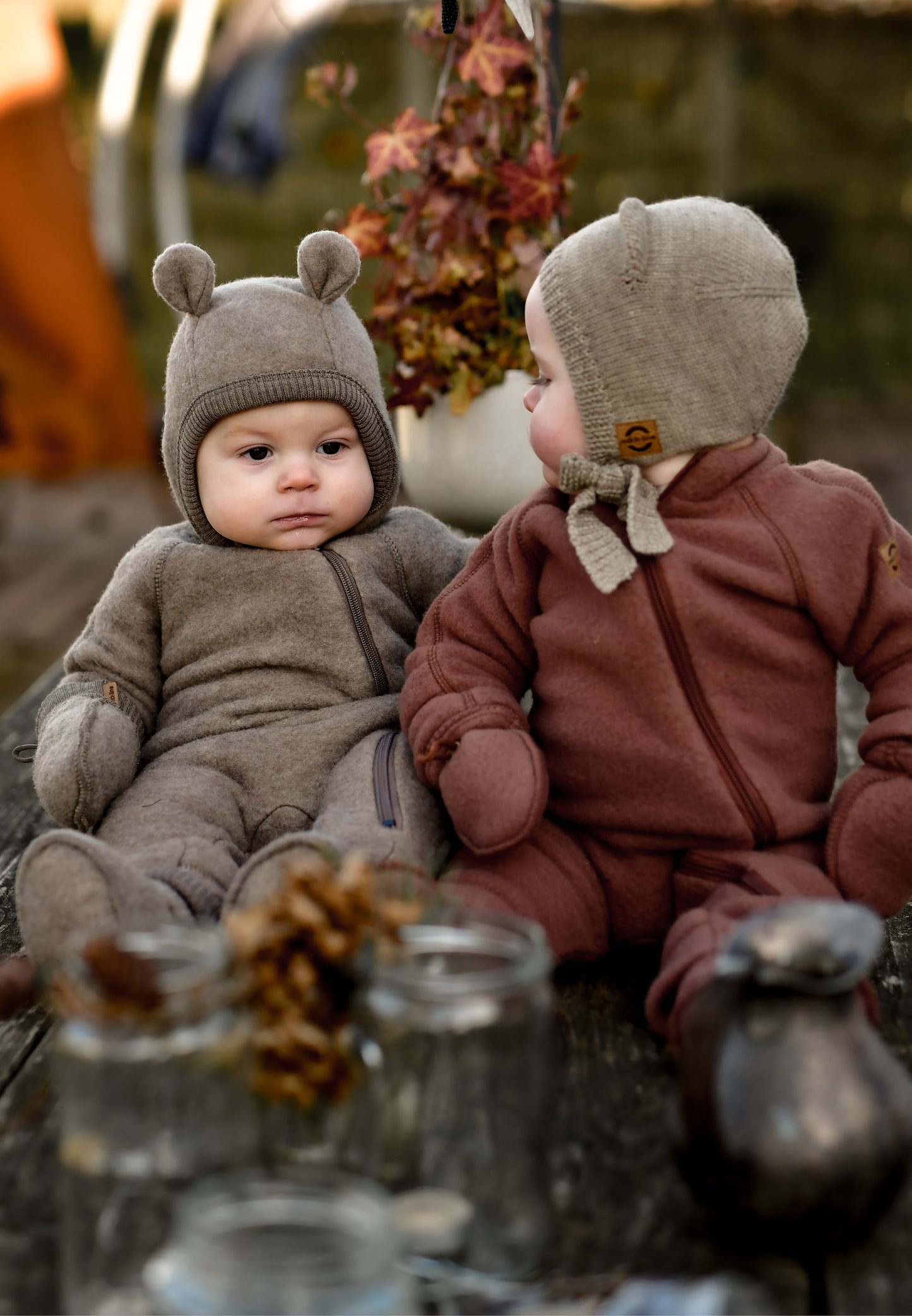 Mikk-Line Wollanzug mit Ohren Baby Melange Denver