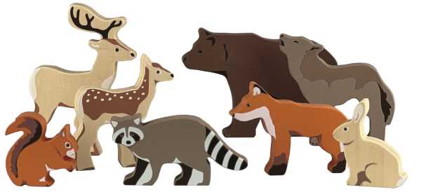 Egmont Toys 8 Waldtiere aus Holz im Setzkasten