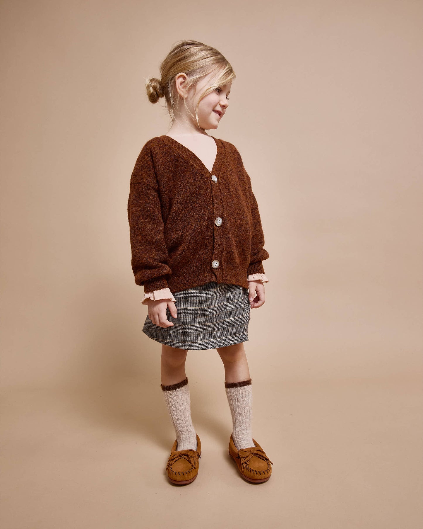 Búho BCN Melange Cardigan Brownie
