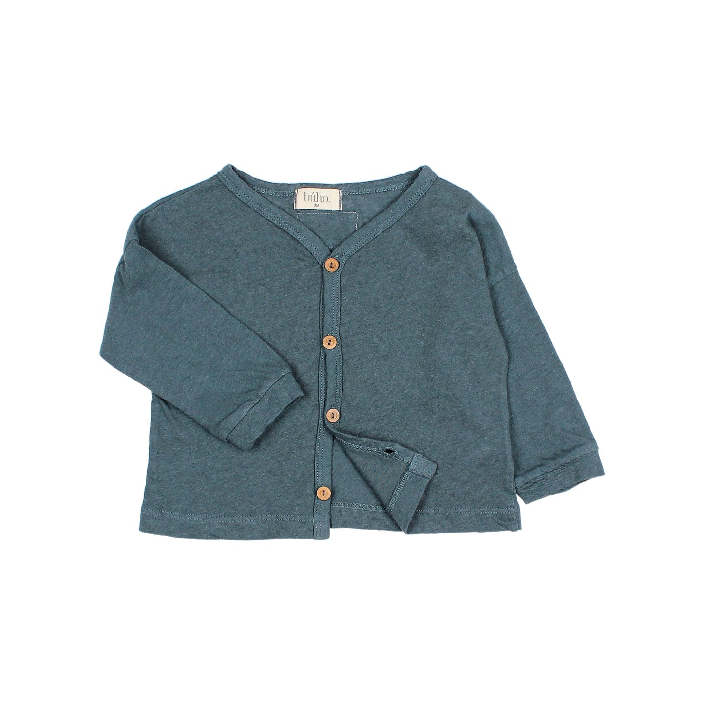 Búho BCN BB Leinen Cardigan Blue Teal