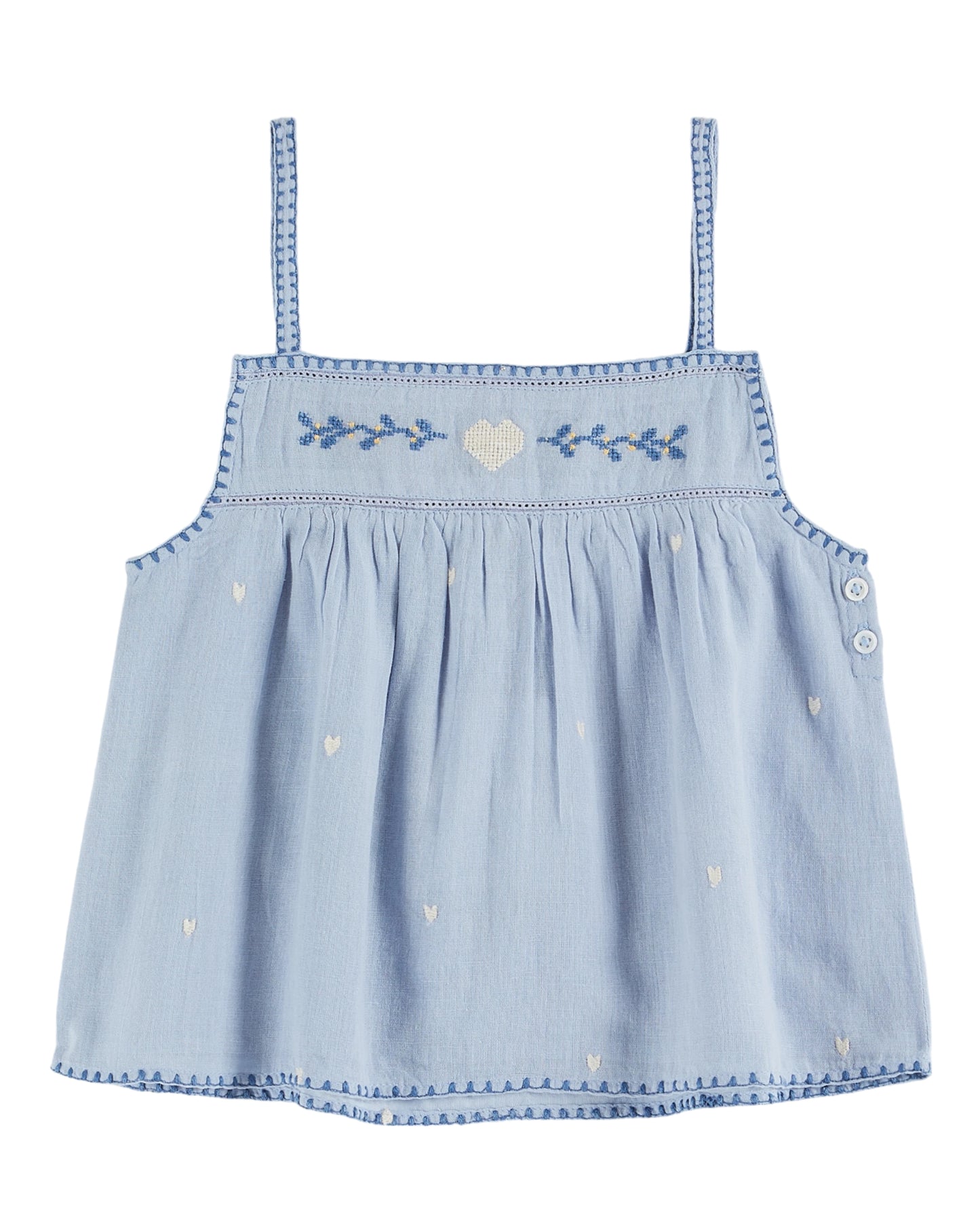 Emile et Ida Trägertop mit Herzen bestickt Ecume