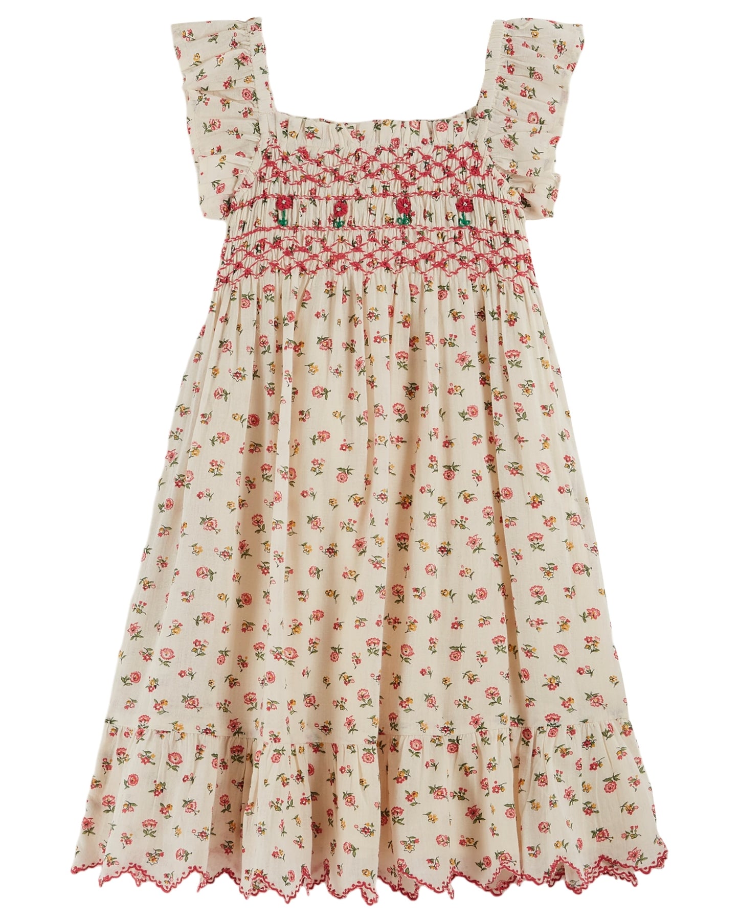 Emile et Ida Floresco Smocked Spitzenkleid