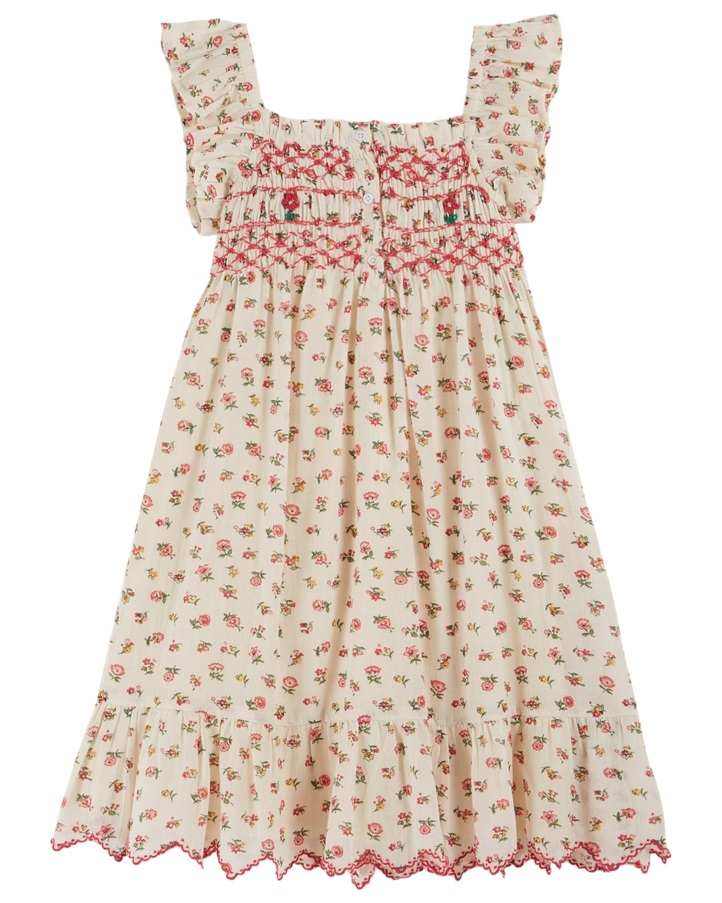 Emile et Ida Floresco Smocked Spitzenkleid