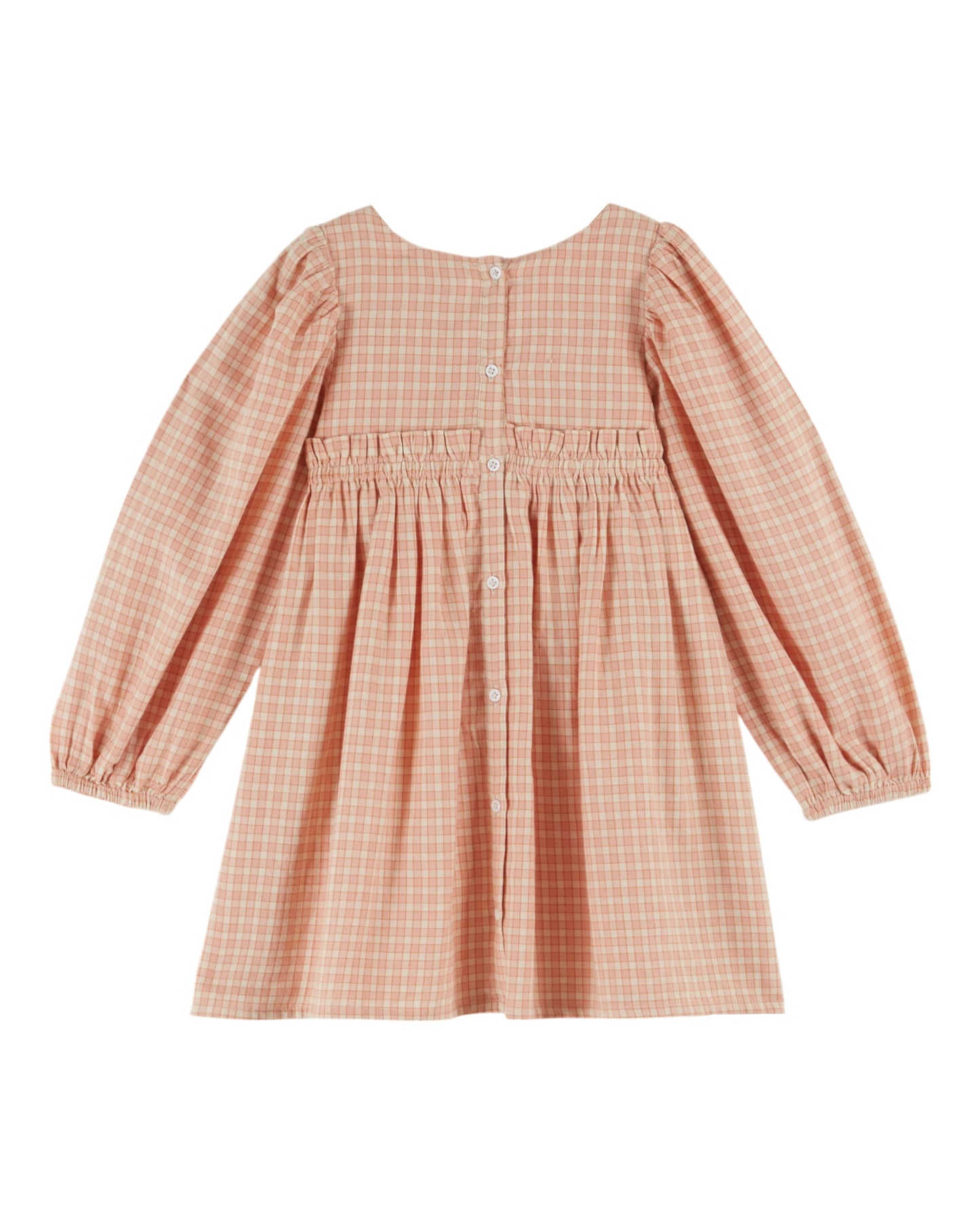 Emile et Ida gesmoktes Kleid Ecolier Carreaux Rose