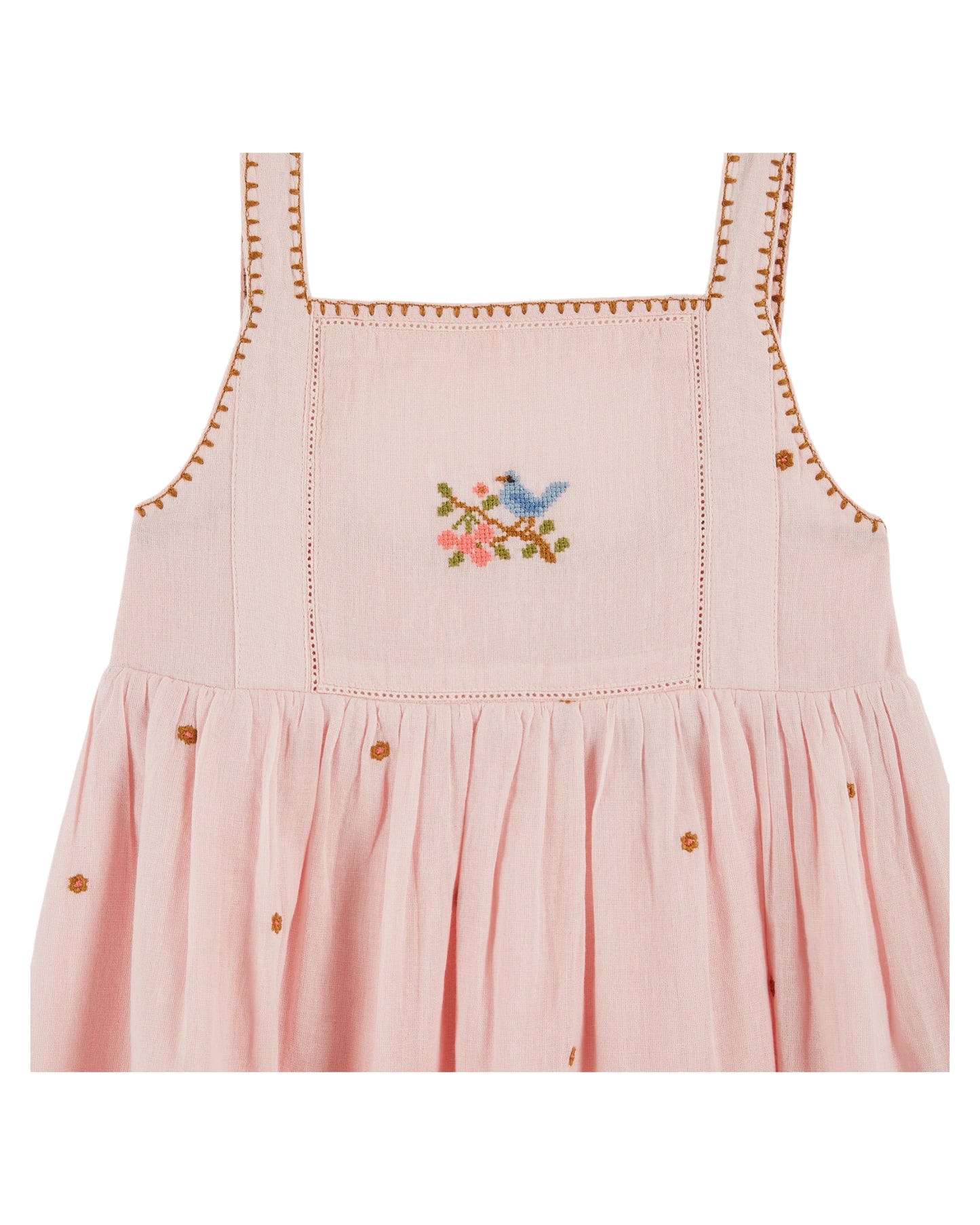 Emile et Ida Kleid mit Blumenstickerei Macaron