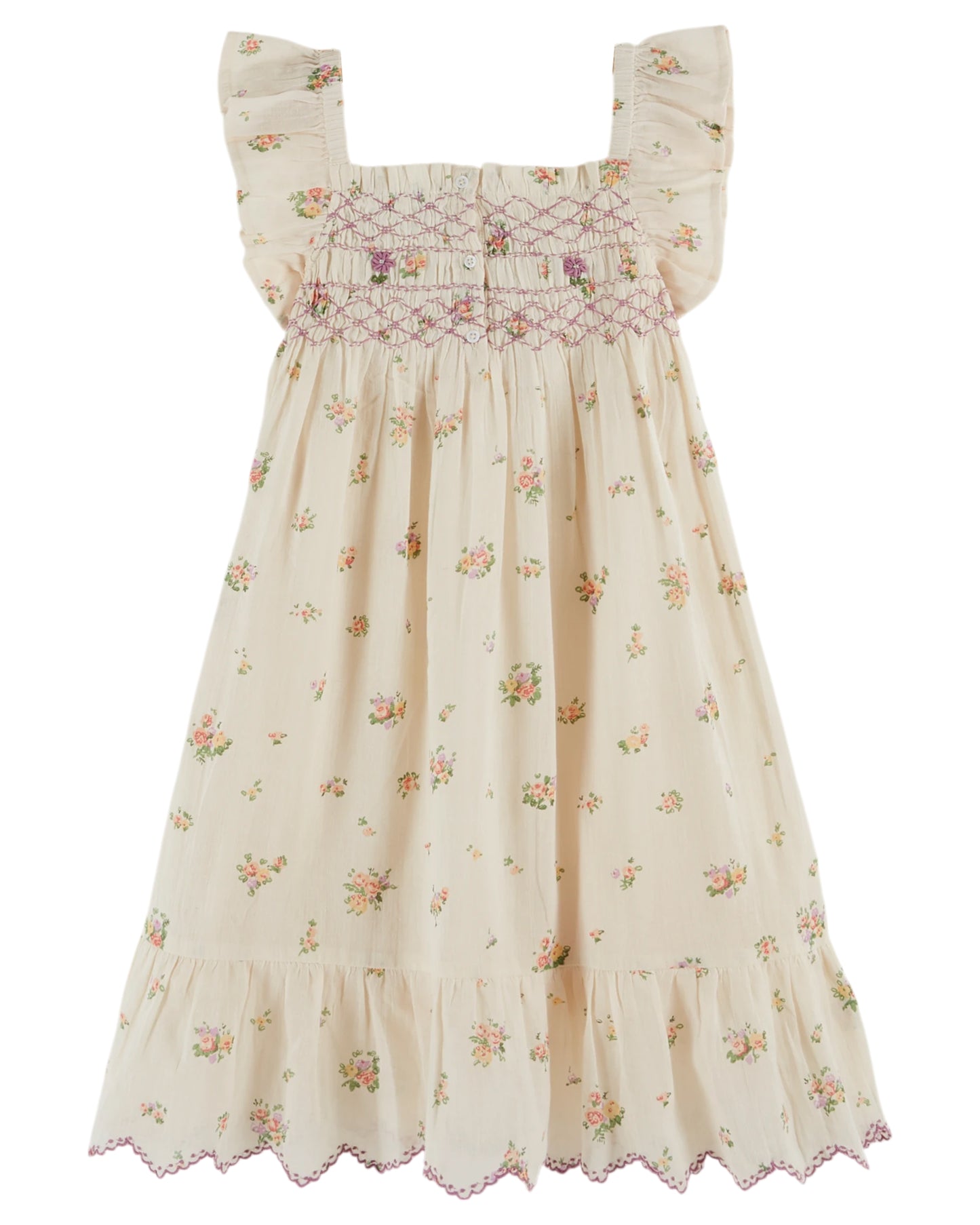 Emile et Ida besticktes Kleid mit Smokarbeit Althea