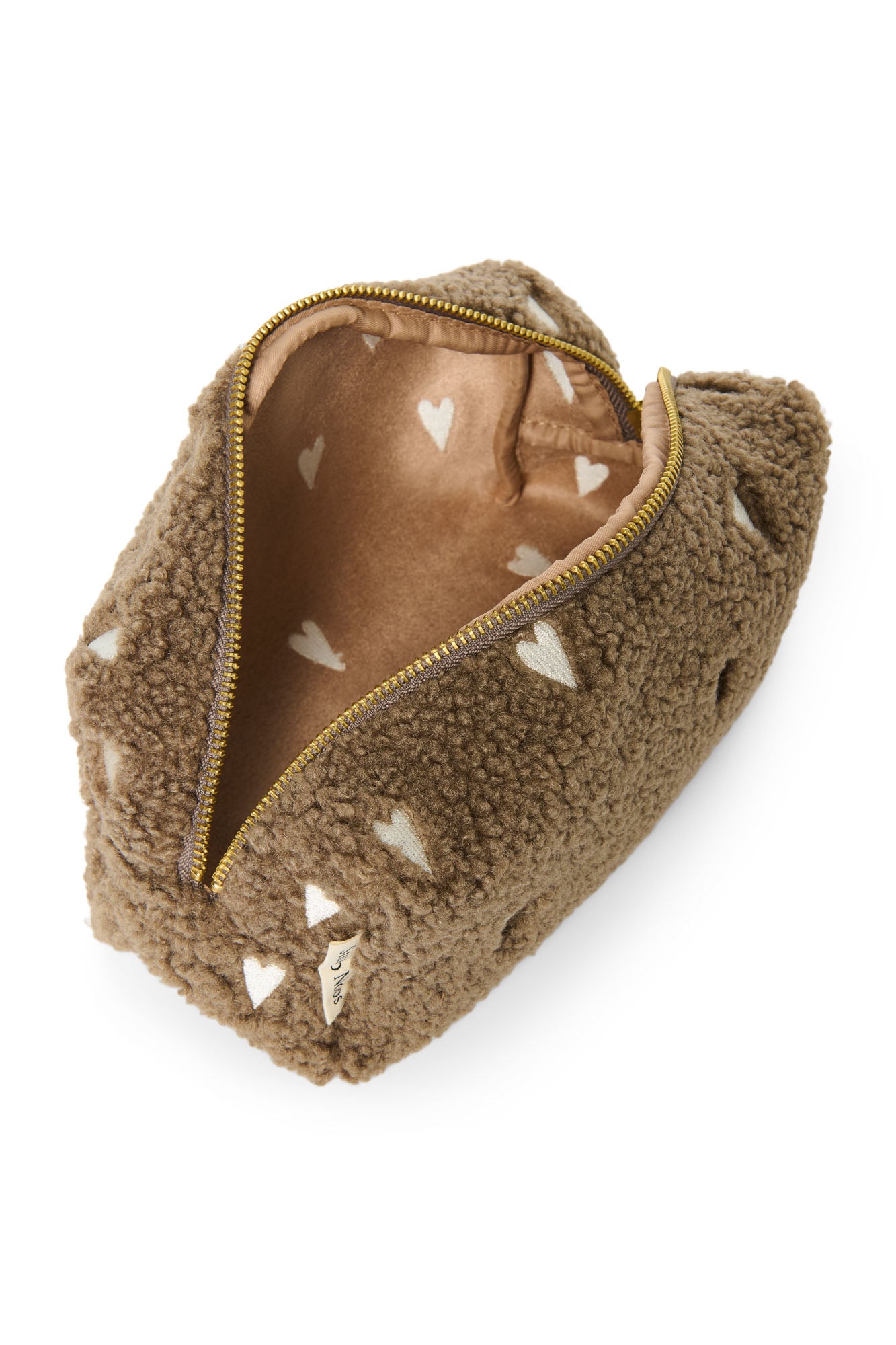 Studio Noos Brown Teddy Hearts Pouch
