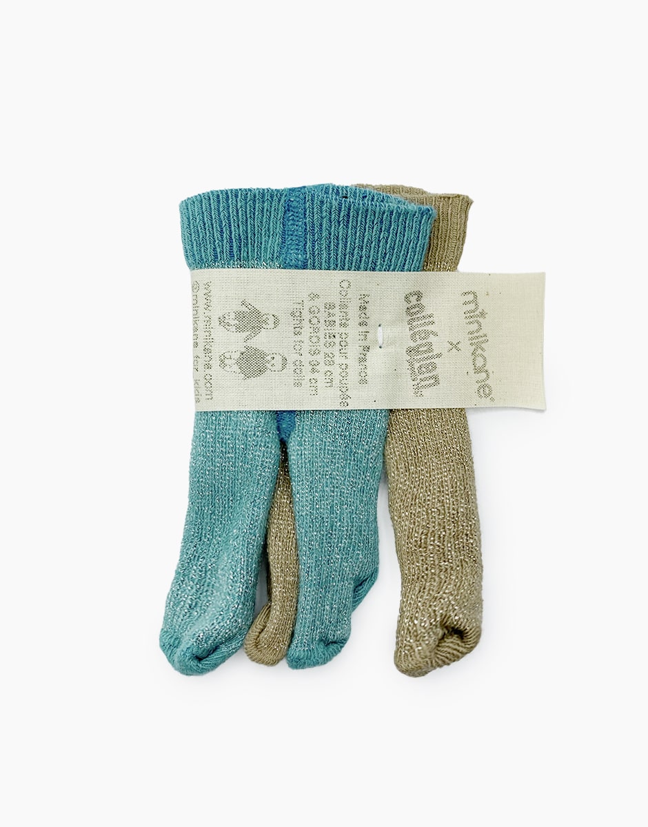 Minikane 2er-Pack Puppen-Strumpfhosen aus Lurex in der Farbe Lagoon/Small in Taupe Collégien