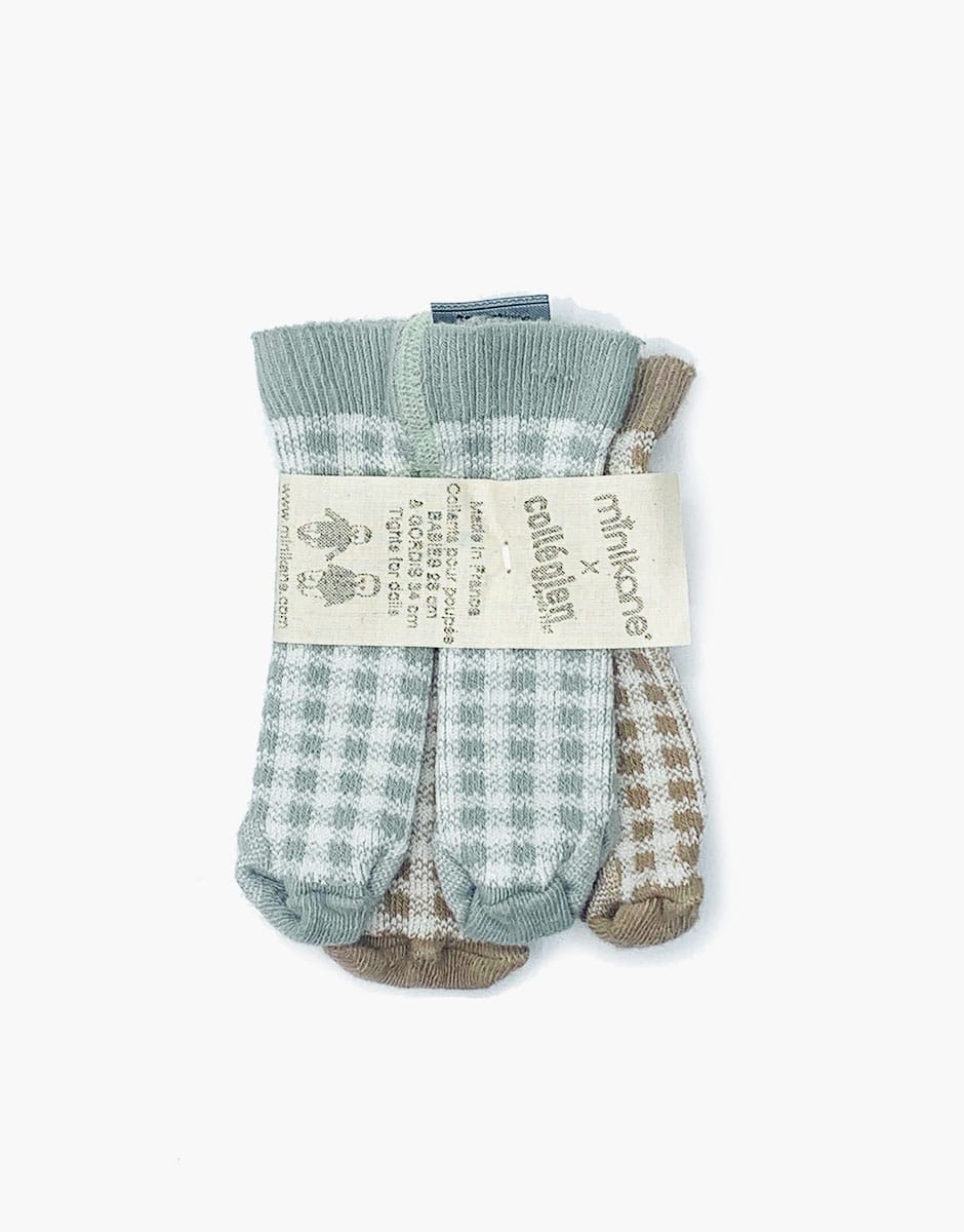 Minikane 2er-Pack Pupenstrumpfhosen marineblau kariert/taupe kariert