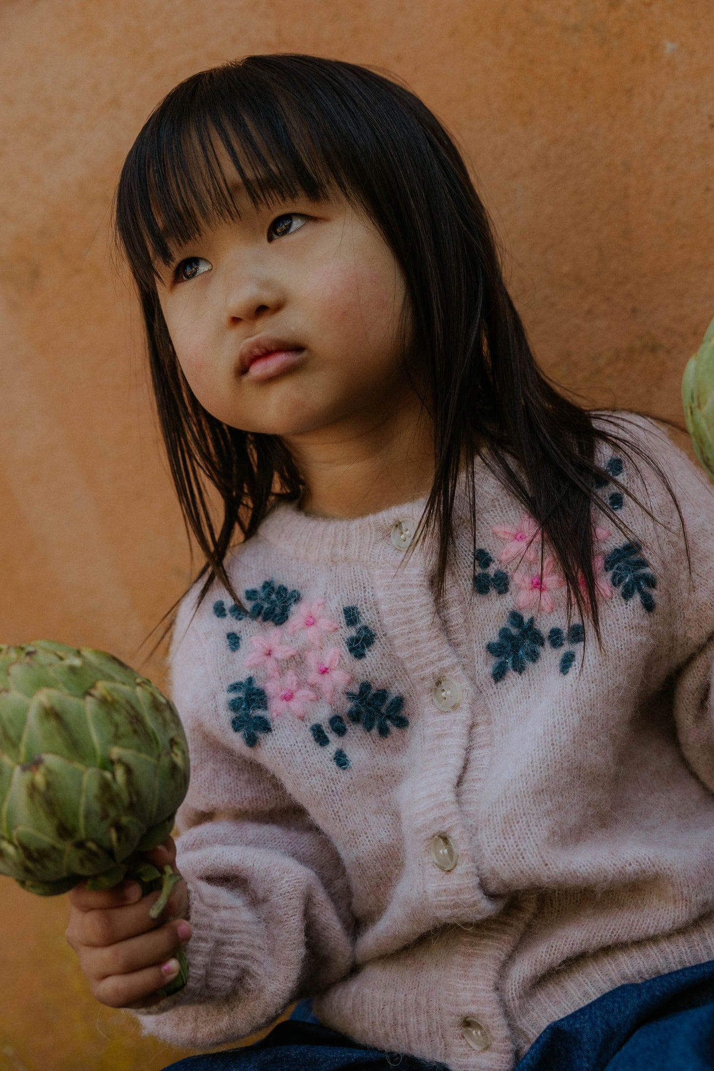 Fliink Star Alpaka Pullover mit Stickerei Peach Whip