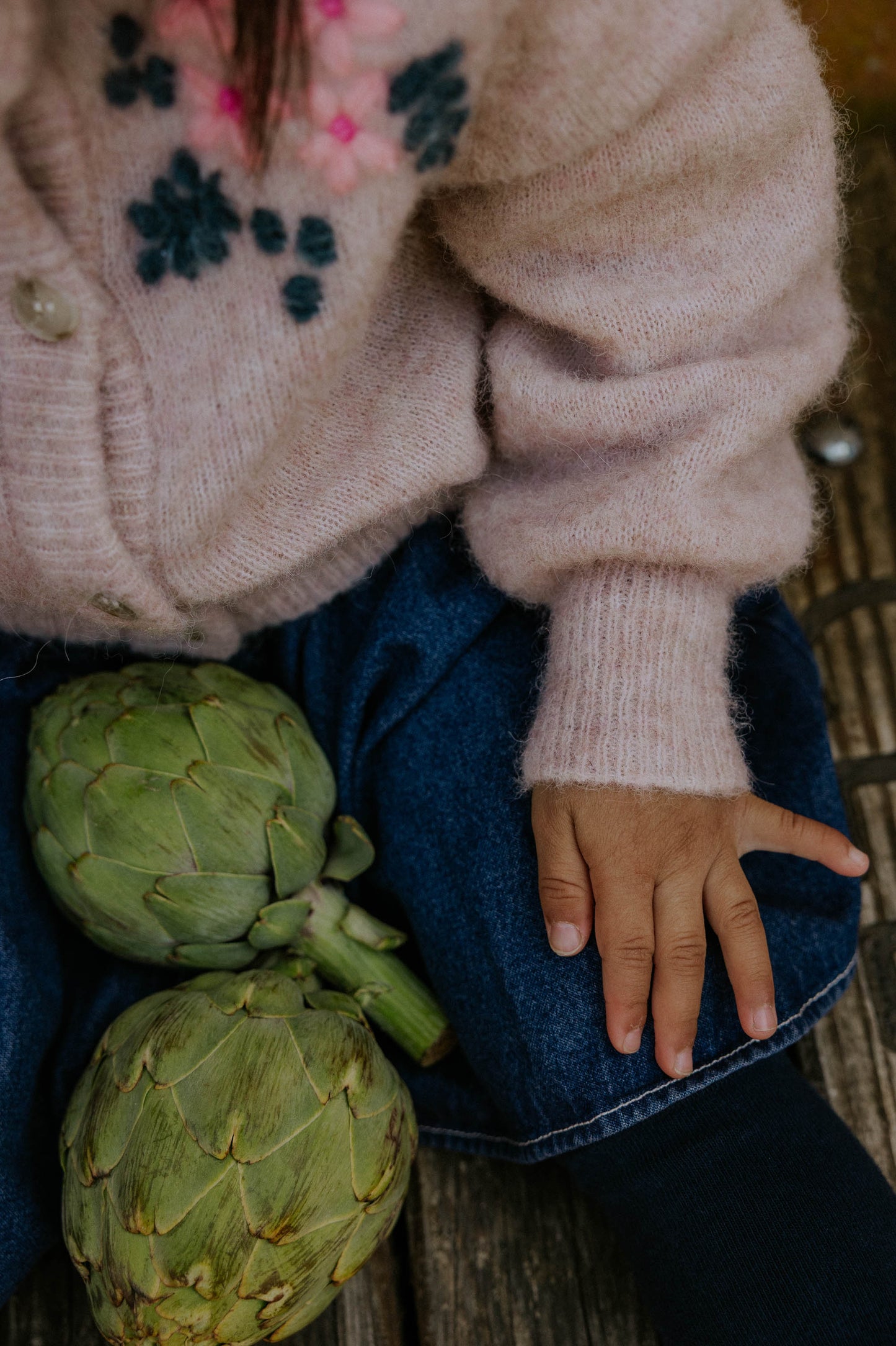 Fliink Star Alpaka Pullover mit Stickerei Peach Whip