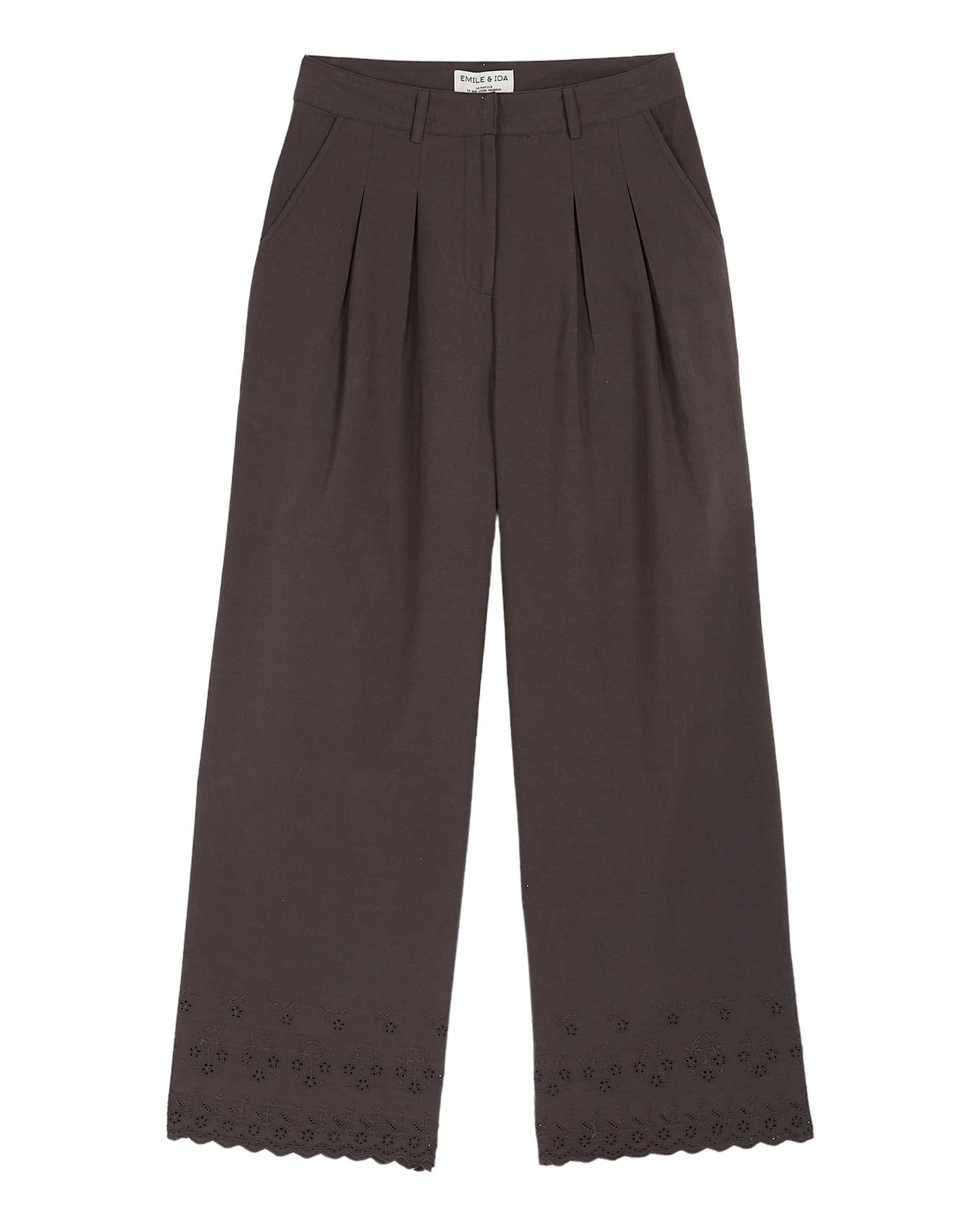 Emile et Ida Englische Hose mit Stickerei Bitume