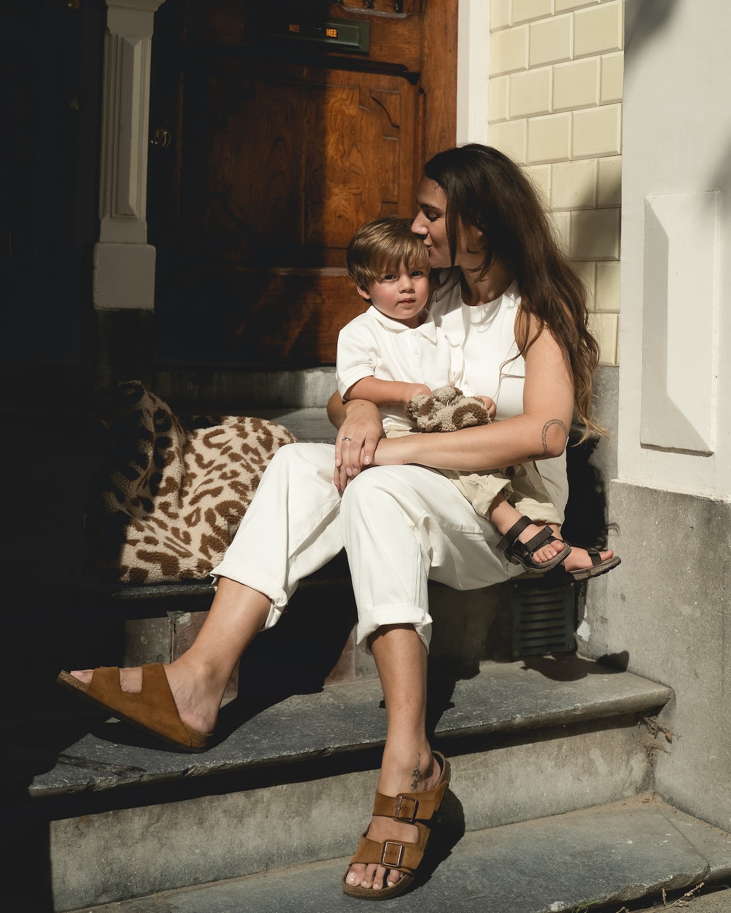 Studio Noos Ecru Leopard Teddy Mom Bag