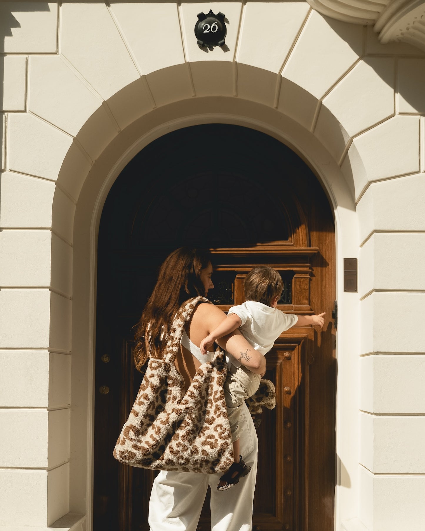 Studio Noos Ecru Leopard Teddy Mom Bag