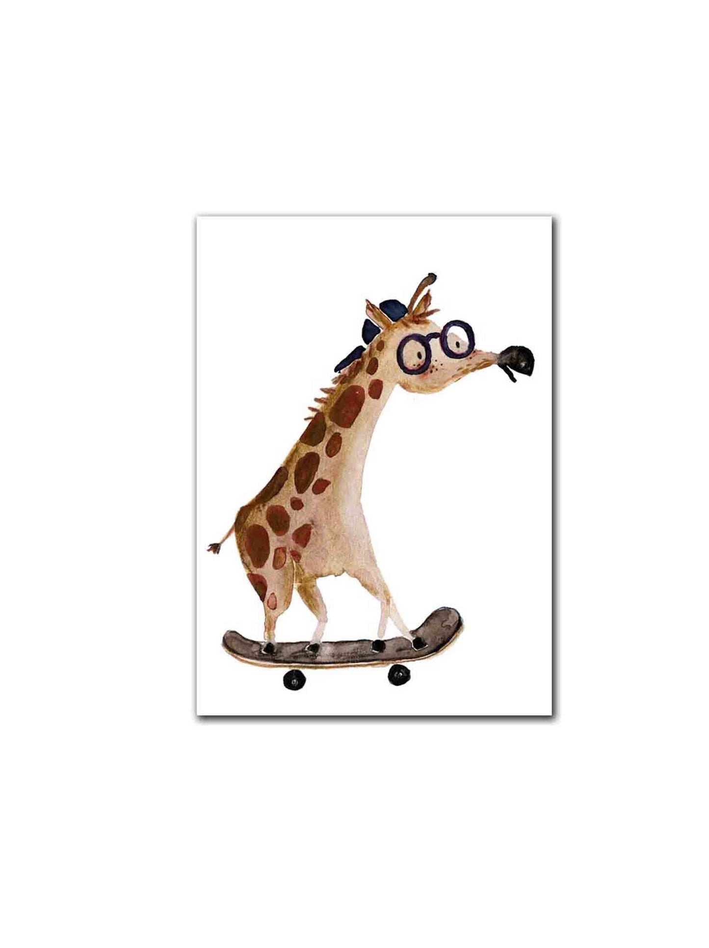 Halfbird Postkarte Giraffe auf Skateboard