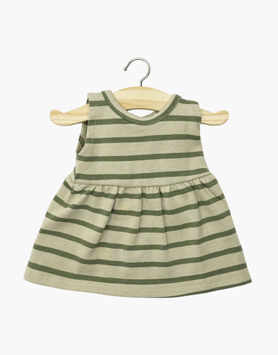 Minikane Ärmelloses Kleid Faustine aus khakigrün gestreiftem Jersey