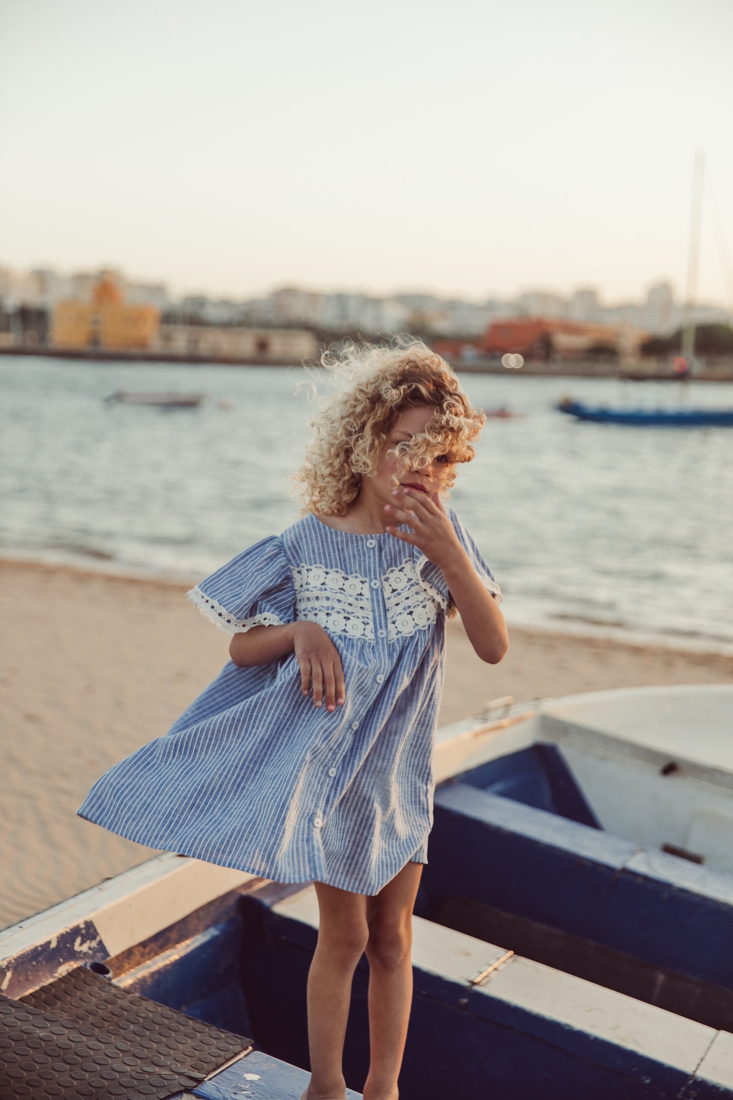 Louise Misha Kleid Morlina Blue Onda Stripes