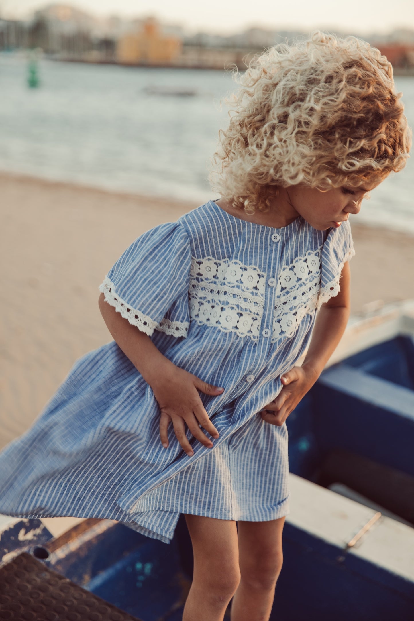 Louise Misha Kleid Morlina Blue Onda Stripes