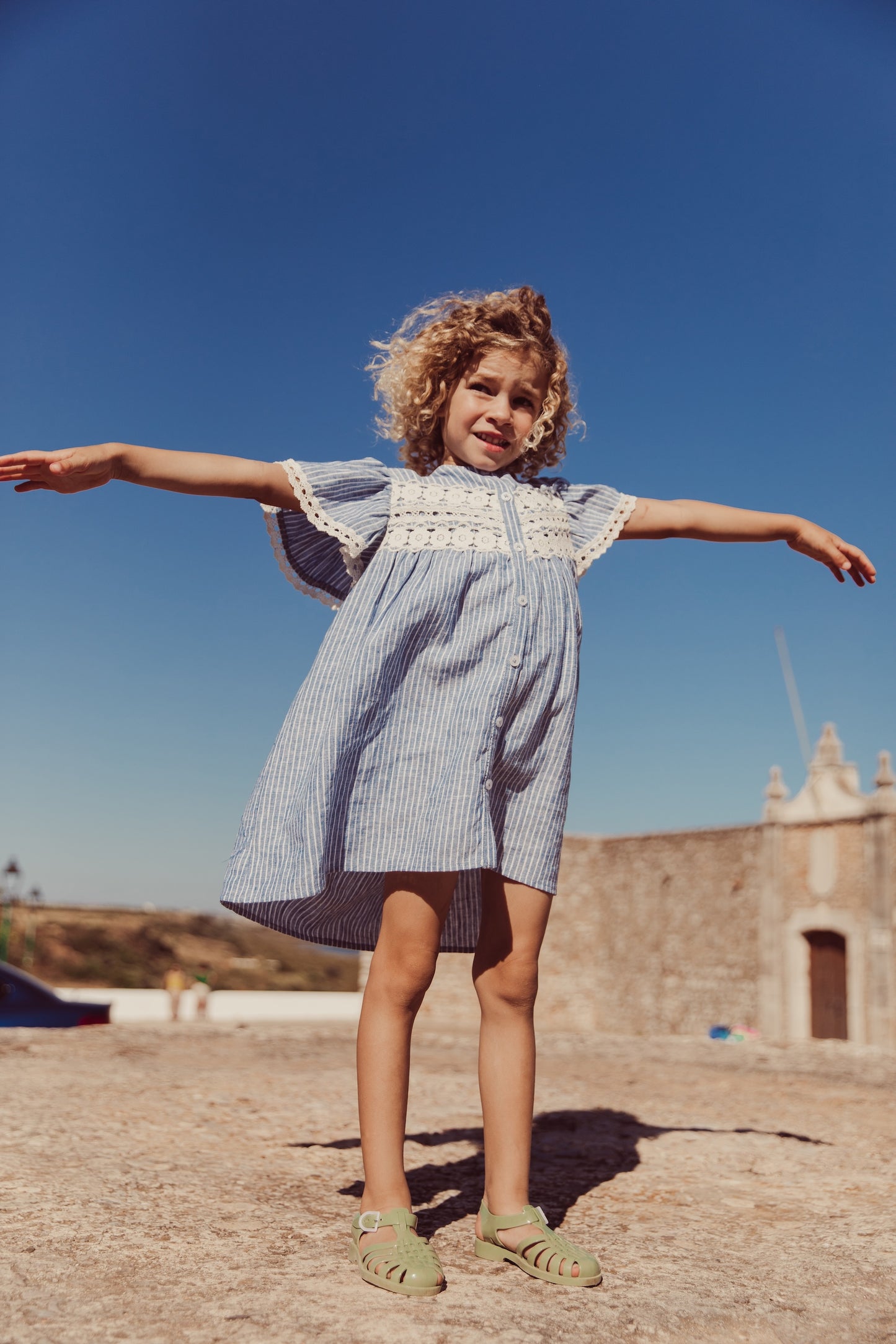 Louise Misha Kleid Morlina Blue Onda Stripes