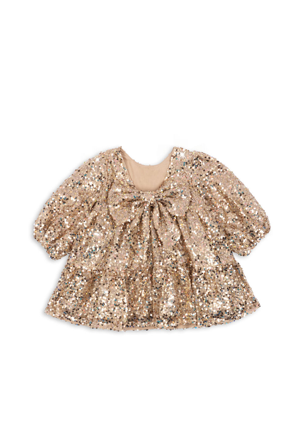 Konges Sløjd Lila Pailletten Kleid mit Schleife Gold Glitter