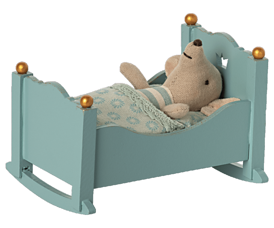 Maileg Wiege, Baby-Maus - Blau