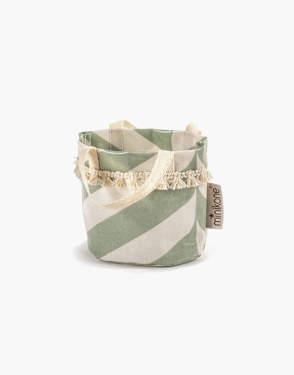 Minikane Strandtasche Pauline graugrün für Puppen