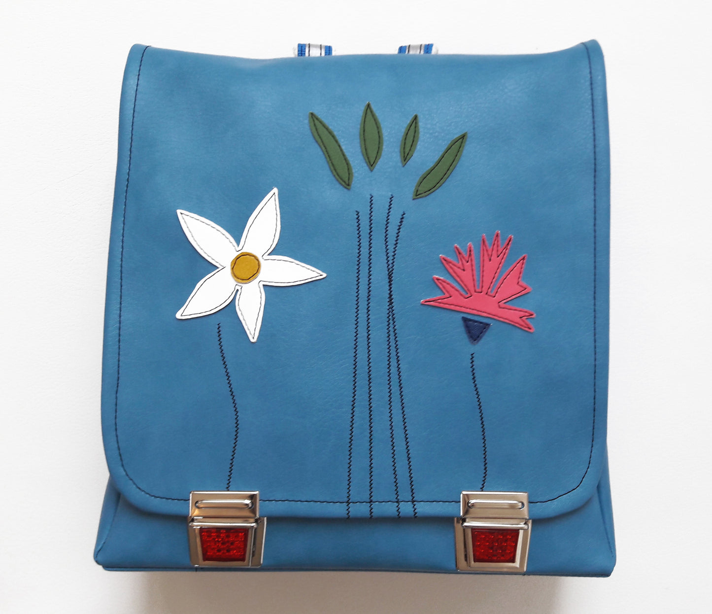 Medusa Schultasche Hellblau mit Blumen