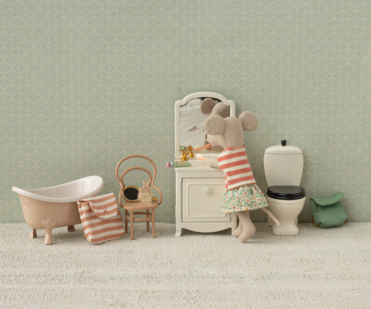 Maileg Zahnbürsten-Set in Tasche, Maus - Coral Stripe